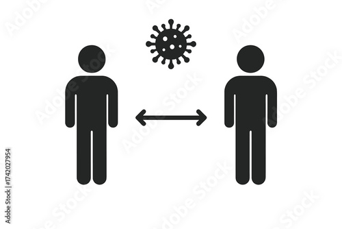 Social distance icon for coronavirus covid-19 outbreak prevention. People keeping distance sign for protection. Public health safety measure vector illustration concept.