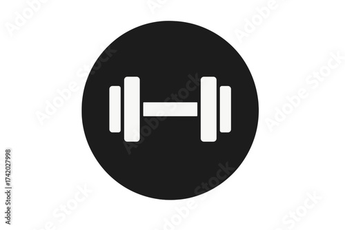 Dumbbell icon for fitness and gym workout. Simple flat vector graphic for bodybuilding and weight training. Healthy lifestyle symbol. Strength exercise equipment sign.
