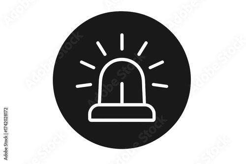 Siren flasher icon. Police and ambulance light symbol. Emergency alert vector sign. Concept of alarm, warning, and urgency. Medical or security attention signal. Flat design.
