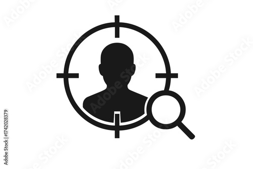 Headhunter icon for recruitment and hiring. Target audience and candidate search concept. Human resources symbol for talent acquisition. Finding employee and customer focus vector.