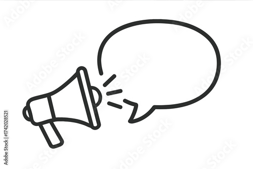 Megaphone with speech bubble icon for recruitment and hiring announcements. Join our team concept. Loudspeaker for advertising vacancies. We are hiring. Vector illustration.