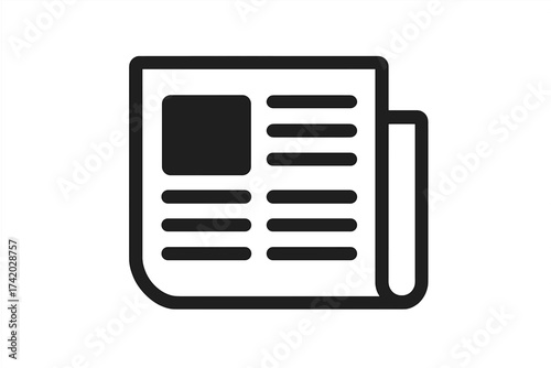Newspaper icon vector symbol. Daily news publication illustration. Journalism and press concept. Article, media, and information graphic. Tabloid or gazette sign.