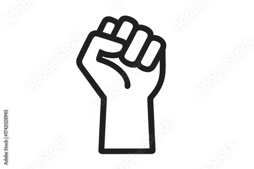 Raised fist icon. Power fist protest symbol for revolution and solidarity. Black lives matter concept. Resistance, strength, and unity sign. Social justice activism vector graphic.