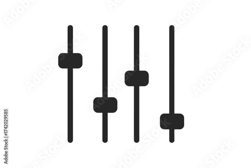 Setting panel vector icon with preference sliders. Graphic illustration for adjusting mixer volume, audio equalizer levels, or sound balance. Control interface for UI design.