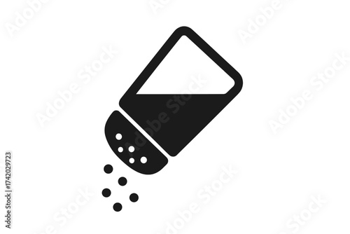 Black Salt Shaker Icon Minimalist Vector, Simple Modern Kitchen Spice Symbol, Cooking Ware Illustration, Transparent Background, Essential Culinary Seasoning, Restaurant Ingredient Graphic