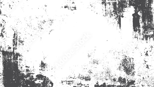 Abstract dirty texture with scratches and frame overlay for retro grunge design. Black and white rough texture with distressed grain and dust overlay vector. 