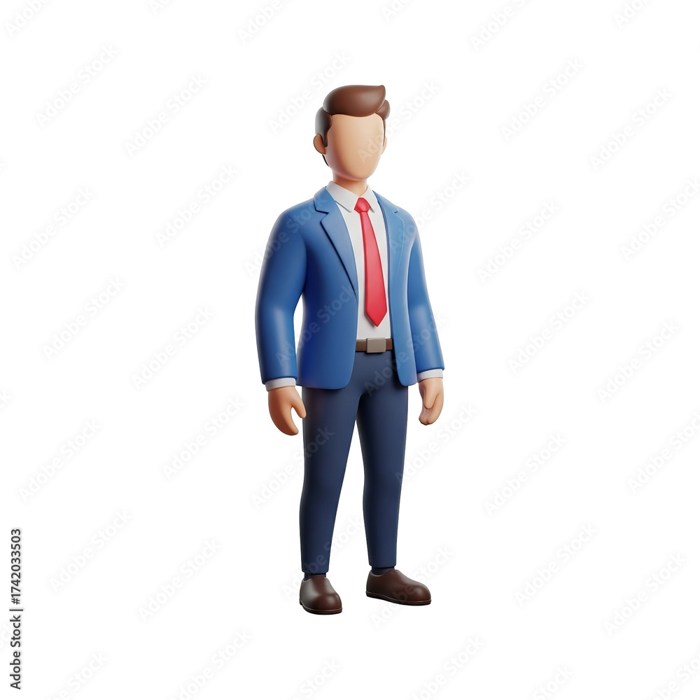 Obraz premium Businessman cartoon character professional corporate suit tie office job business man professional 3d render on transparent background