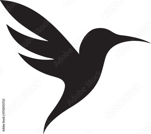 Abstract hummingbird flight logo in minimal style, perfect for branding, nature, and creative designs.