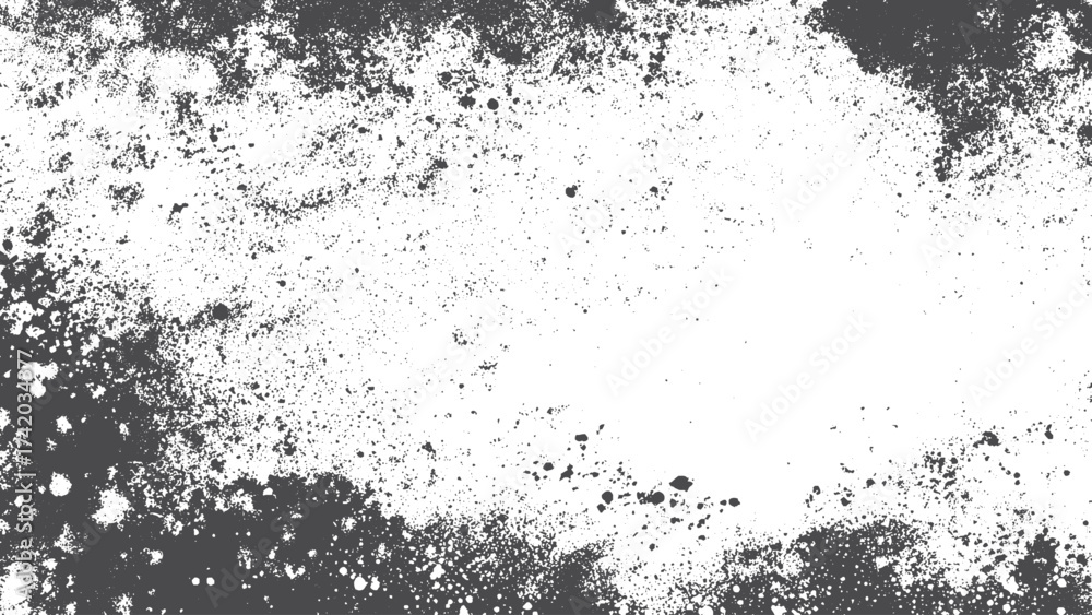 Fototapeta premium Distressed black and white grunge backdrop with urban cracked texture vector. Scratched grunge urban background with dust overlay and vintage distressed texture.