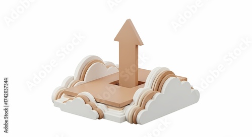 Wooden Arrow Breaking Through Clouds Symbolizing Growth Success and Breakthroughs in Business and Innovation