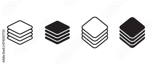 Stack icon set. isolated on white background for data and storage concept.