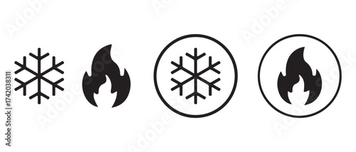 Hot and cold temperature symbol. isolated on white background for user interface.