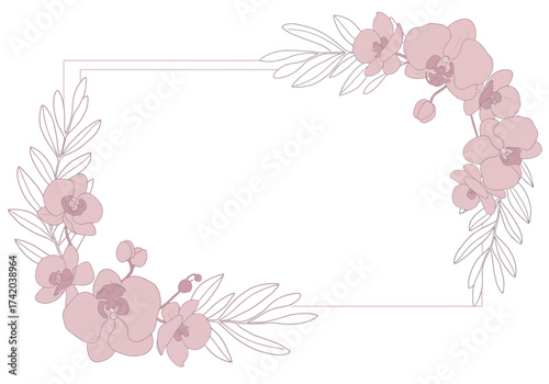 Elegant Pink Orchid Floral Frame Design.