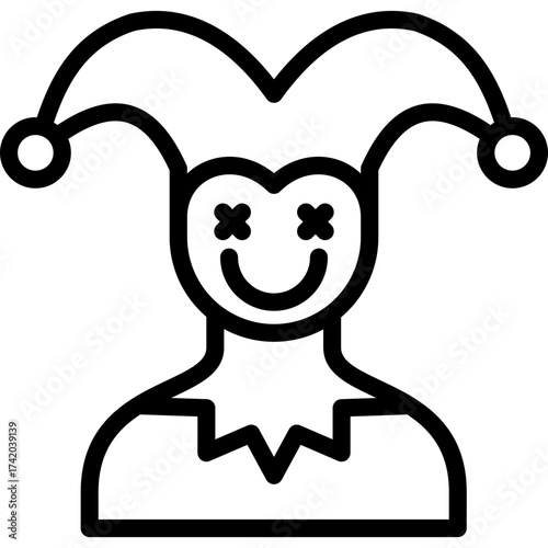 jester icon illustration design with outline