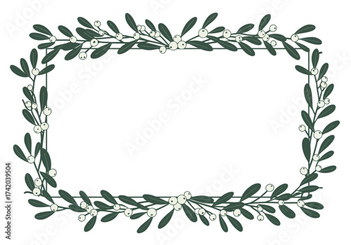 Elegant Mistletoe Frame for Holiday Cards.