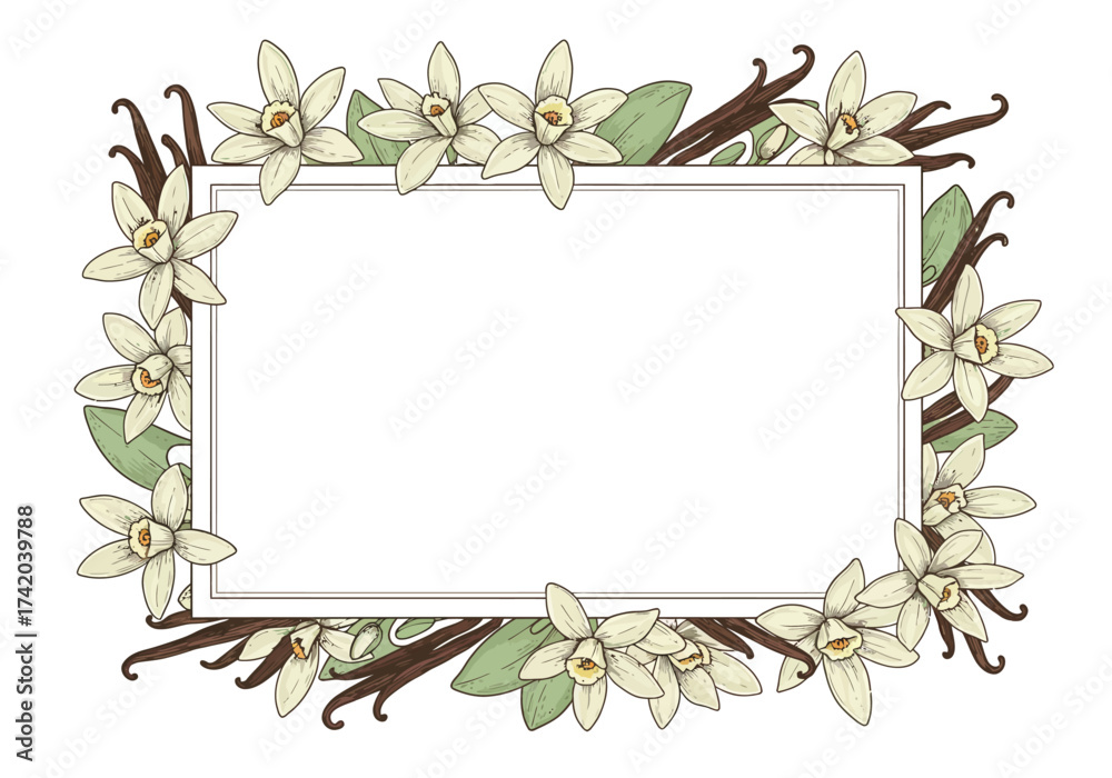 Naklejka premium Vanilla Flower Frame Border Design.
