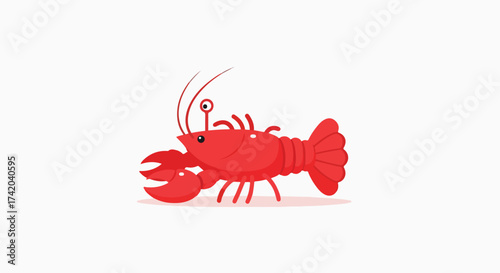 Whimsical crustacean clip art: Adorable red lobster illustration on a pristine white background showcasing marine life