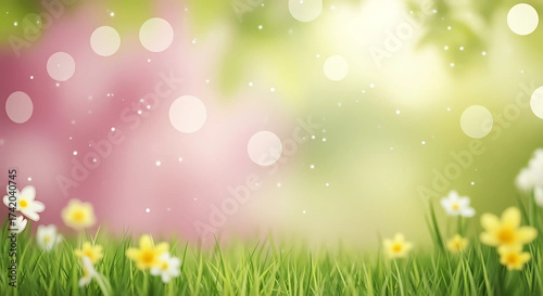 A field of flowers with a bokeh effect in the background