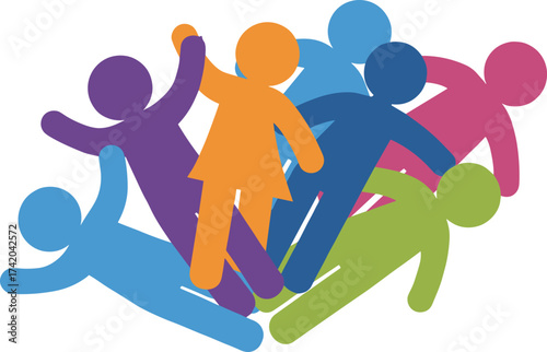 Diverse, colorful, abstract, human, figures, unity, inclusion, teamwork, silhouette, vibrant, overlapping, symbolic, community, interaction, equality, multicultural, people, graphic, diversity,