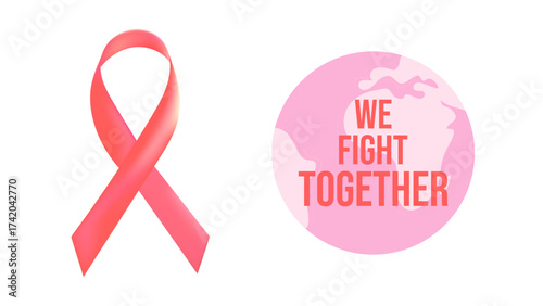 Breast Cancer Awareness Month. Pink ribbon symbol. Design postcard, banner, poster, and social media post. Vector illustration.