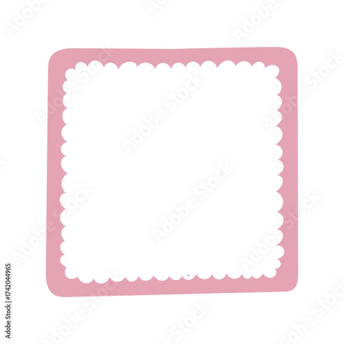 A single hand-drawn square frame with scalloped wavy edges. Bold orange decorative border in doodle style. Ideal for scrapbooking, invitations, greeting cards, photo albums, and creative designs.