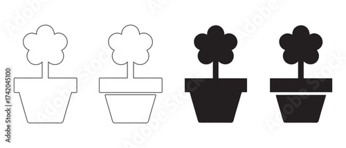 Potted plant icon set. isolated on white background for gardening and nature.