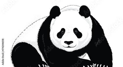Charming vector art of a panda bear showcasing its unique black and white markings and friendly expression for wildlife design projects