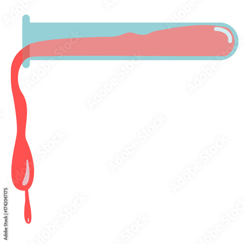 Red liquid pouring from test tube illustration
