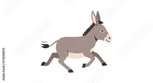 Animated donkey galloping across a white canvas, creating a sense of swiftness and playful energy with its dynamic posture and simple design