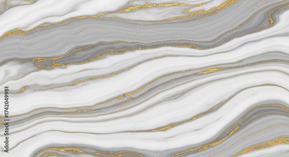 Obraz premium Elegant gray and white marble surface with glittering gold accents