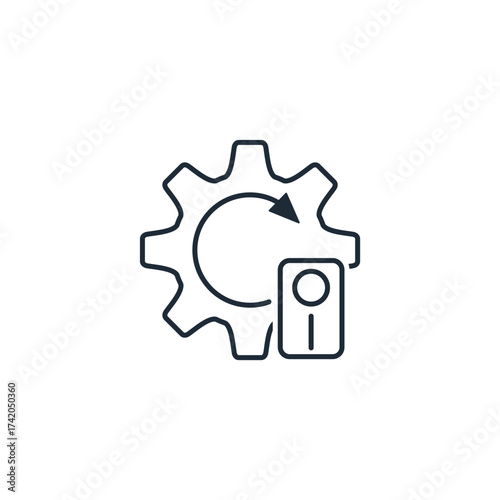 Mechanism with a control button. Turn on and off.Vector linear icon illustration isolated on white background.