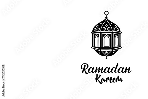 Ramadan kareem islamic lantern mosque silhouette vector illustration for festive greetings