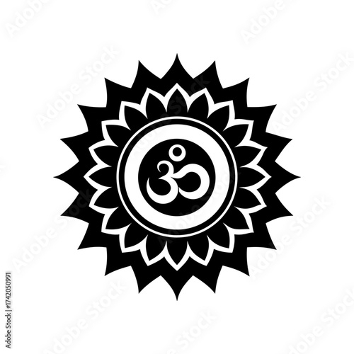Om symbol in lotus flower art on transparent background silhouette