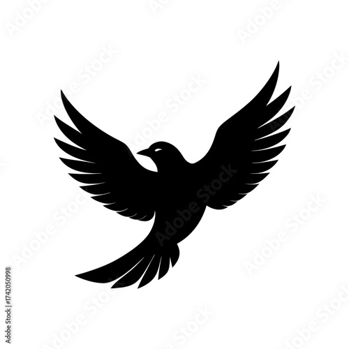 Elegant bird silhouette soaring with wings wide open vector illustration