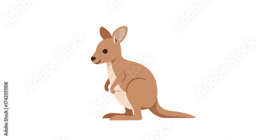 Stylized kangaroo illustration standing in a simple side pose on a plain background showcasing digital artwork of marsupials
