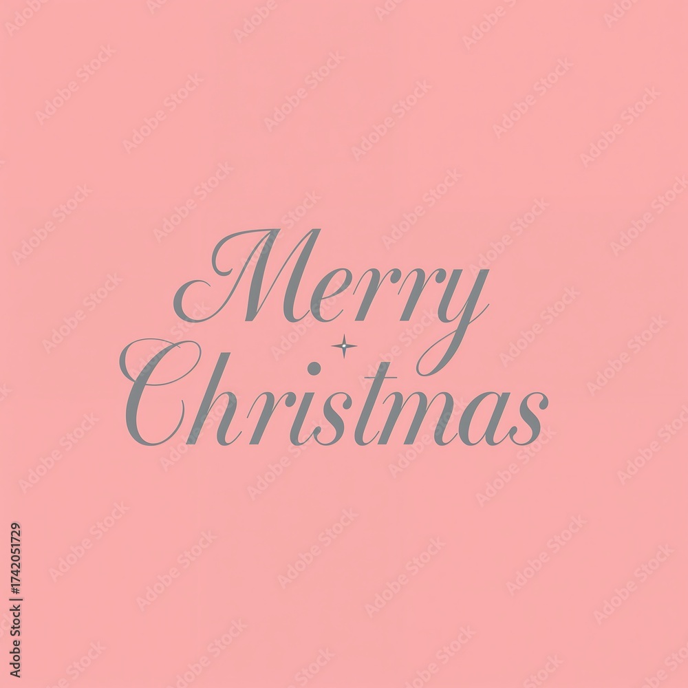 Obraz premium A minimalistic and stylish Christmas design featuring the words Merry Christmas on a soft pink background