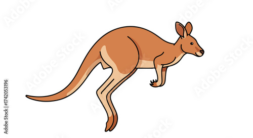 Delightful depiction of a kangaroo mid-leap, evoking australian wildlife and native animal representations showcasing its distinctive form and