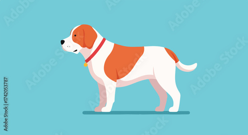 Illustrative depiction of a large breed dog standing in profile against a serene blue backdrop creating a sense of calm