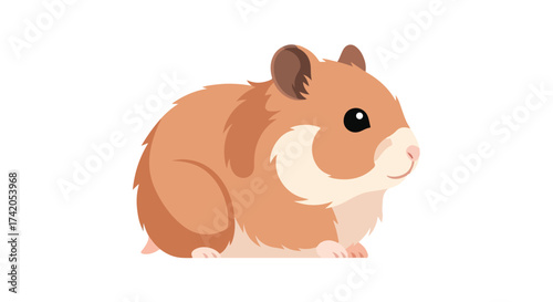Adorable hamster illustration in cartoon style, featuring a charming rodent on a plain white background looking gently aside