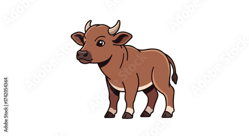 Adorable cartoon calf illustration showcasing youthful bovine charm and innocence in vector format offering simplicity and a playful style