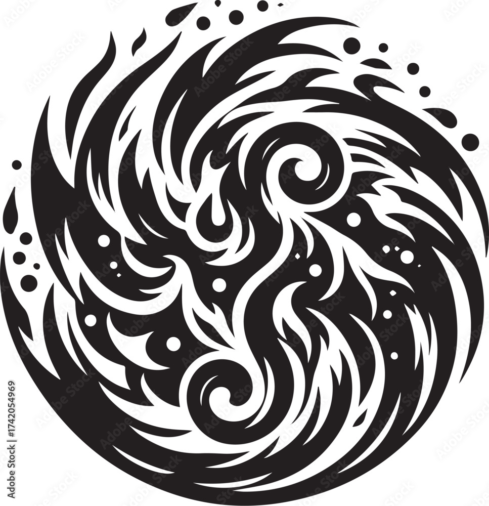 Fototapeta premium Abstract swirling vortex design in black and white for graphic resource elements