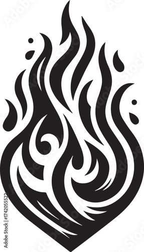 Wallpaper Mural Black and White Tribal Flame Illustration Suitable for Various Design Purposes and Symbols Torontodigital.ca