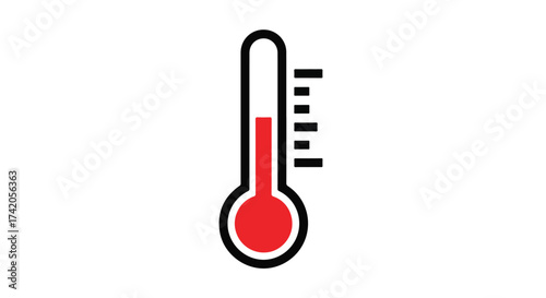 High temperature reading illustrated by stylized thermometer, indicating fever or heatwave conditions with simple graphic design