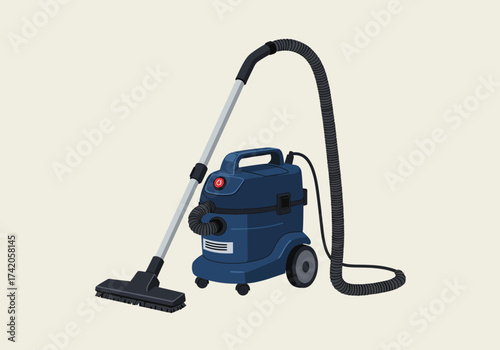 Blue industrial wet and dry vacuum cleaner isolated.