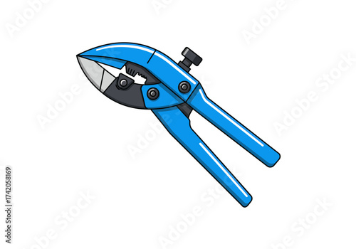Blue Metal Bolt Cutters Tool for Cutting Metal Objects.