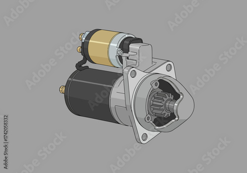 Automotive Starter Motor Component for Engine Ignition System.