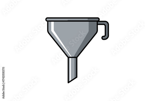 Gray Funnel Illustration with Handle for Liquid Transfer.