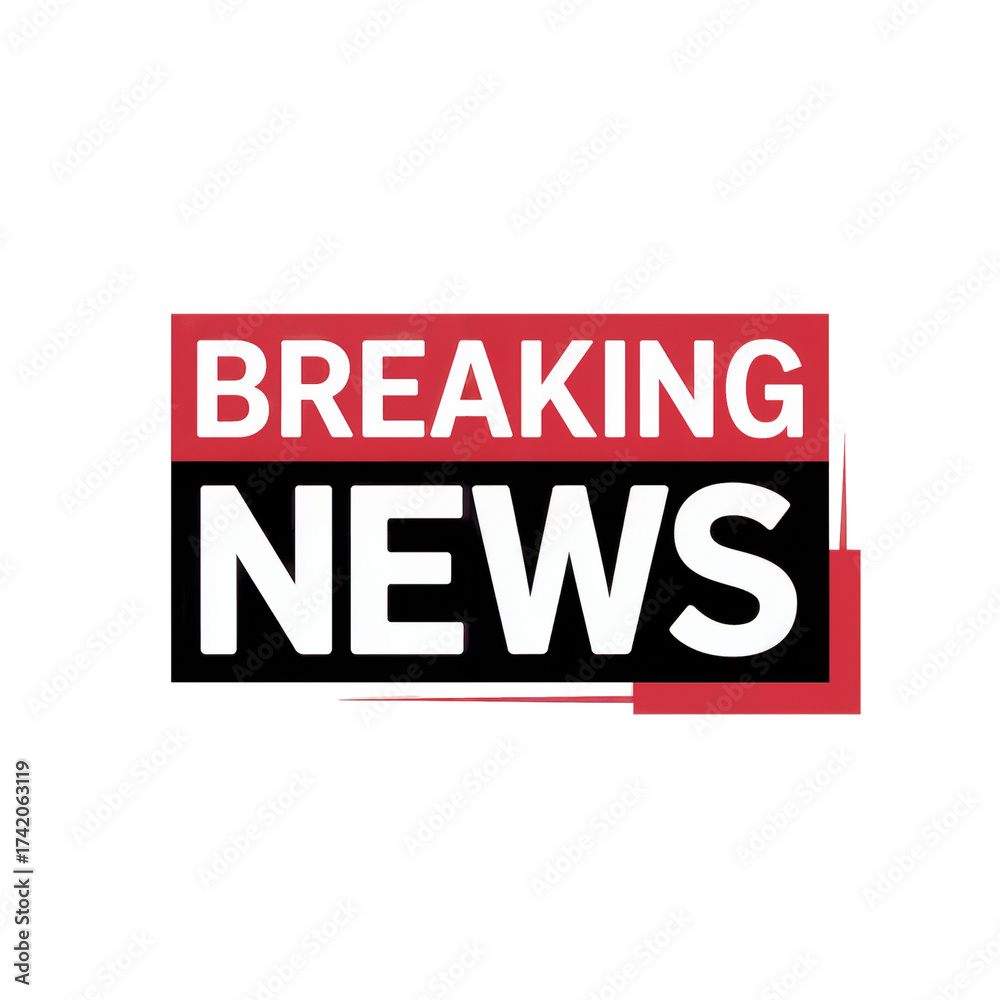 Fototapeta premium Breaking News Red and White on Transparent Background for Journalism Templates