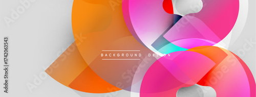 Abstract colorful shapes overlap. Gradient hues create dynamic visual effect. Modern design element for backgrounds, presentations.