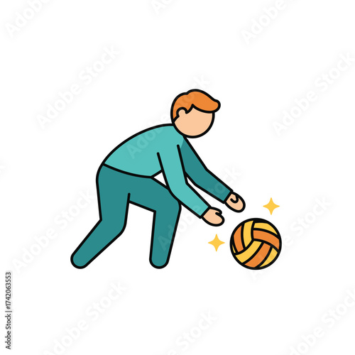 Active person playing volleyball with a ball, demonstrating a dynamic sport activity and healthy lifestyle.